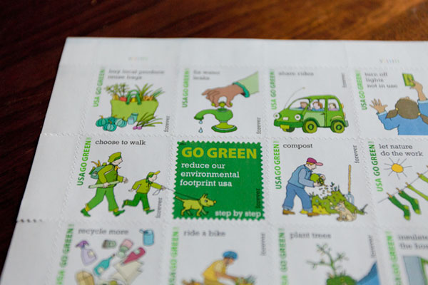Green Behavior: “Go Green” Post Office Stamps